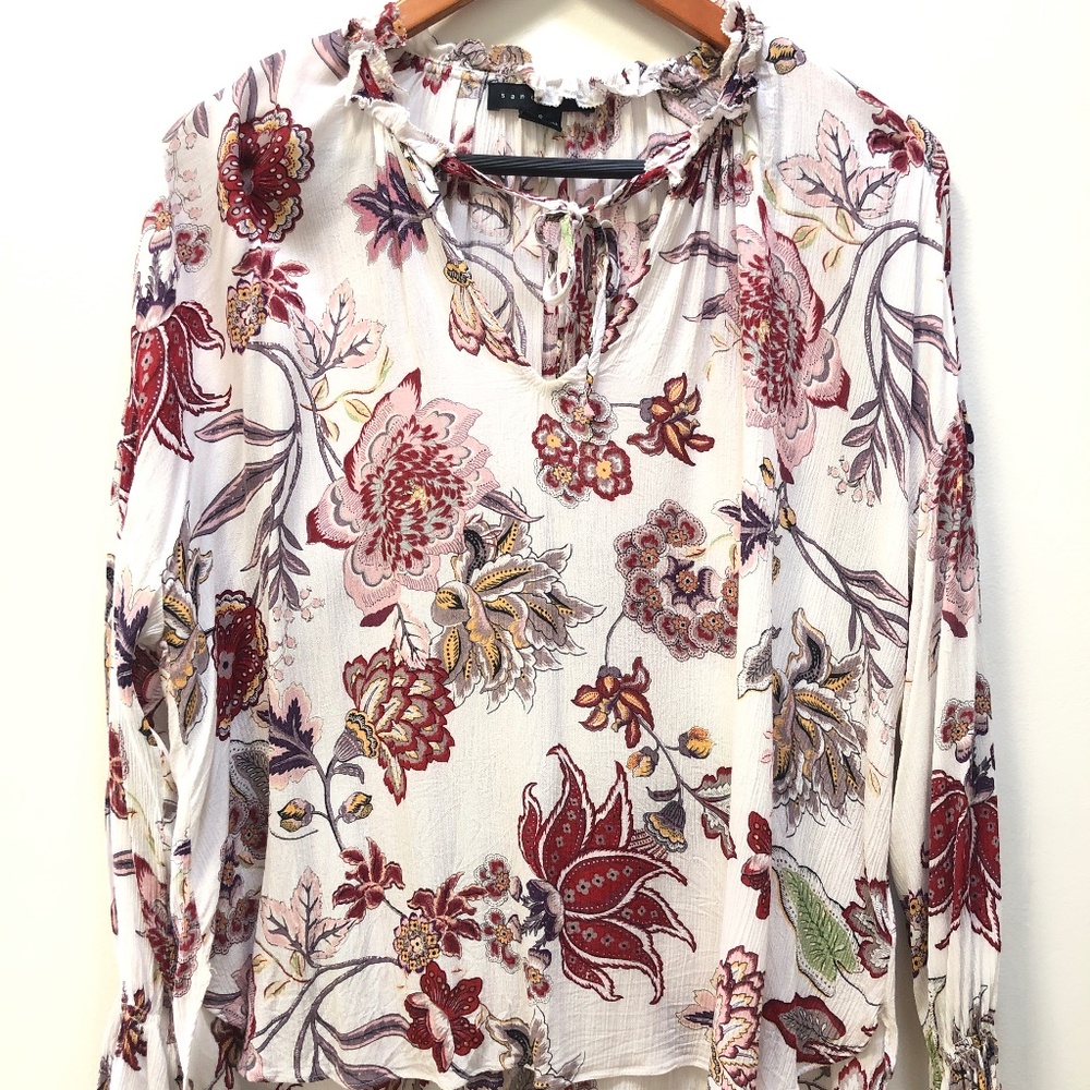 Sanctuary Boho Hippy Floral Crinkle Peasant top size small - Rayon - Cottagecore